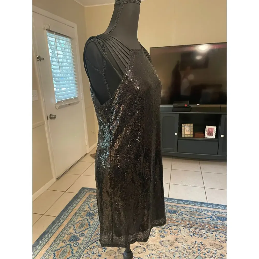 Women’s She And Sky Black sequenced Cocktail Dress Size Medium - Picture 4 of 9
